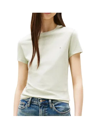 T-shirt Vert Clair Femme Tommy Hilfiger Slim Linear DW0DW21164 1