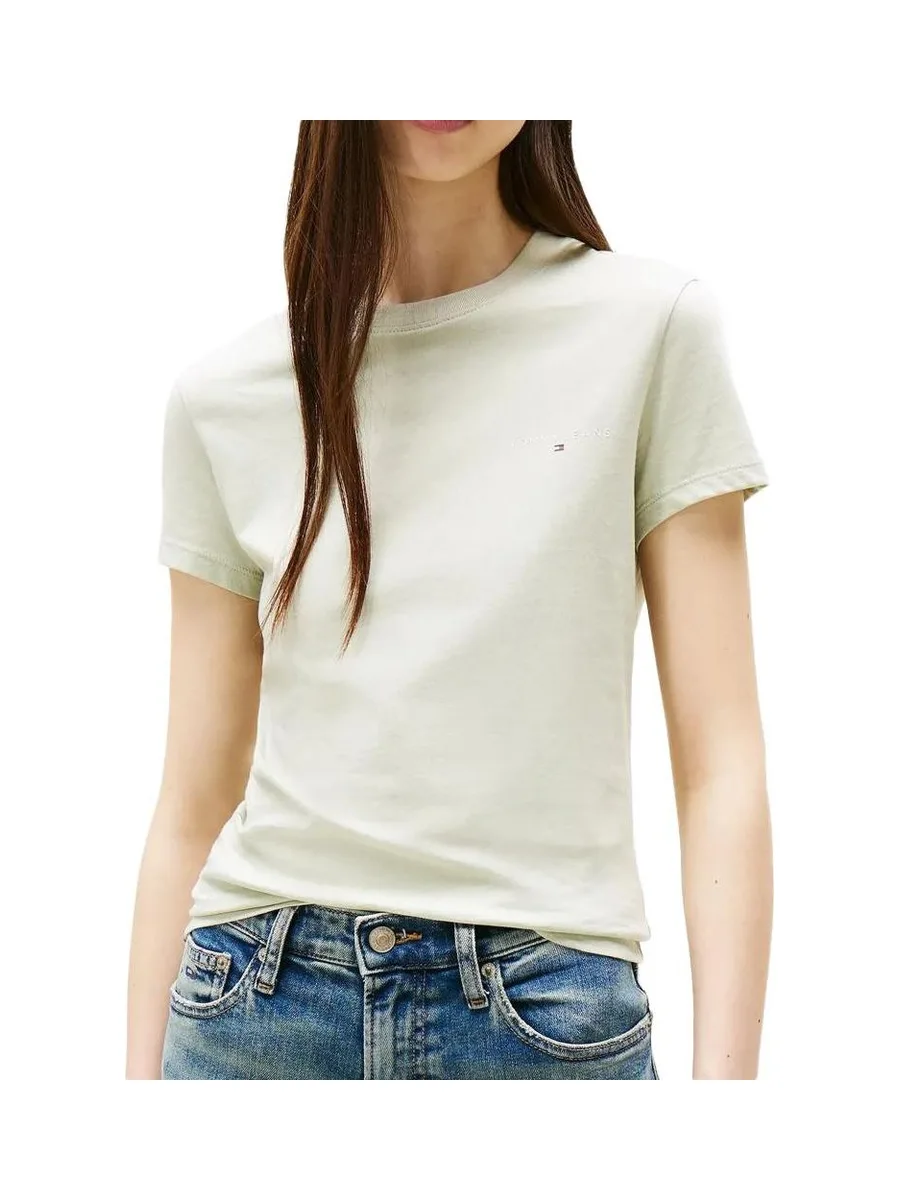 T-shirt Vert Clair Femme Tommy Hilfiger Slim Linear DW0DW21164 2