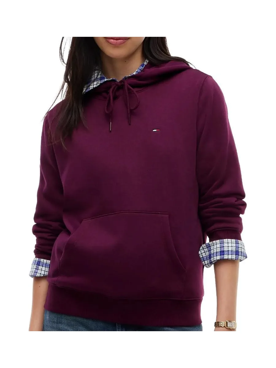 Sweat à Capuche Bordeaux Femme Tommy Hilfiger Flag1 2