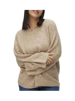 Pull en Maille Beige Femme Vero Moda Curve Cingrid 1