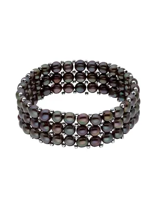Bracelet 3 Rangs Véritables Perles d'Eau Douce Boutons 3-4 mm — Argent 925 Millièmes — 17 cm 1