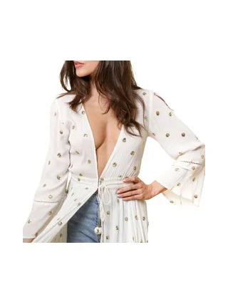 Gilet Long Kimono Blanc Femme Goa Nissa 3