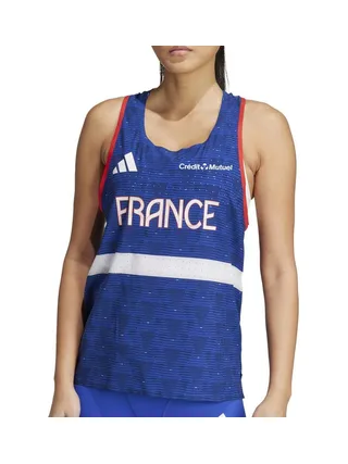 France Débardeur Athlétisme Bleu Femme Adidas Team F Tank 1