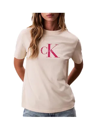 T-Shirt Beige Femme Calvin Klein Jeans Hero 1