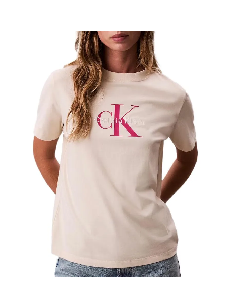 T-Shirt Beige Femme Calvin Klein Jeans Hero 2