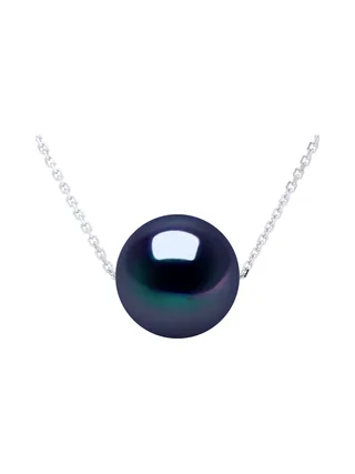 Collier Véritable Perle d'Eau Douce Ronde 9-10 mm — Or Blanc 375 Millièmes — 42 cm 1