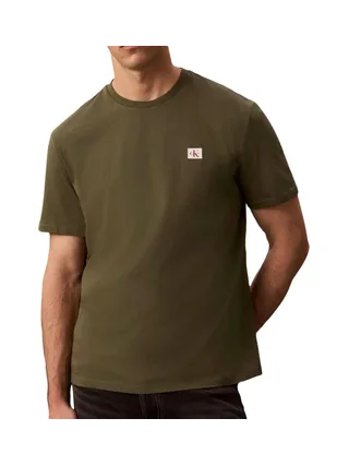 T-Shirt Kaki Foncé Homme Calvin Klein Jeans Badge L4G 1