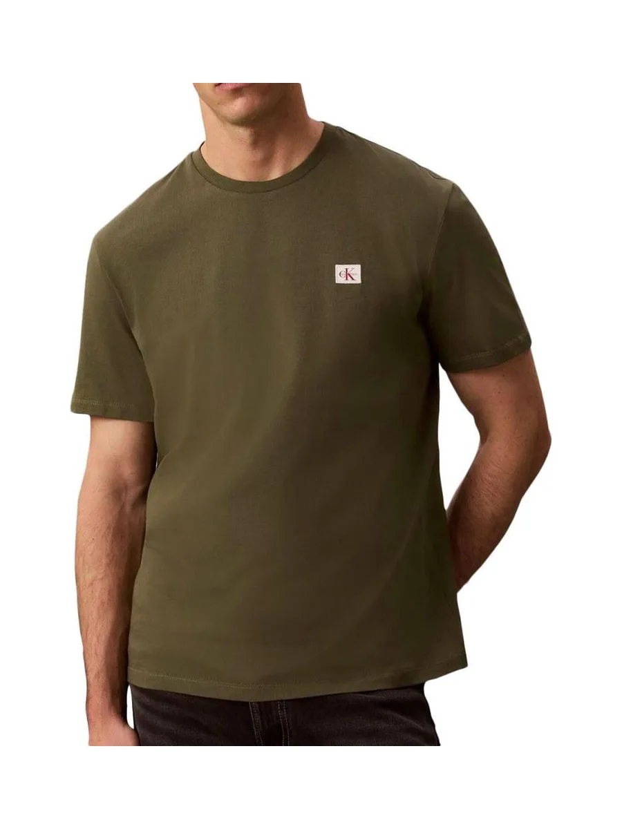 T-Shirt Kaki Foncé Homme Calvin Klein Jeans Badge L4G 2