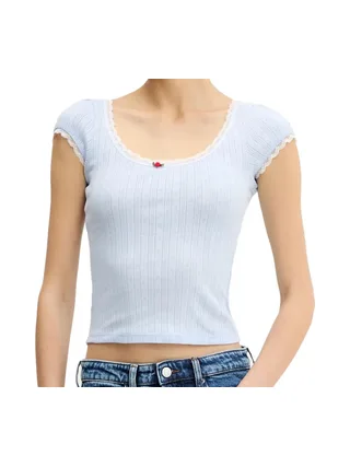 T-shirt Bleu Femme Tommy Hilfiger Pointell 1