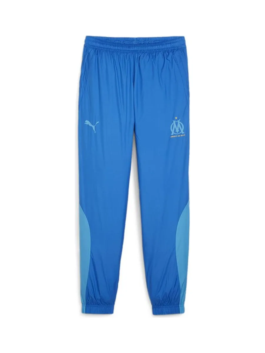 OM Pantalon d'entraînement Bleu Homme Puma Prematch Woven 2