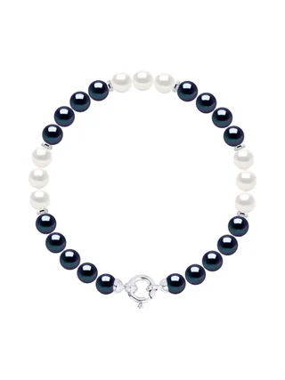 Bracelet Véritables Perles d'Eau Douce Rondes 6-7 mm — Or Blanc 375 Millièmes — 42 cm 1