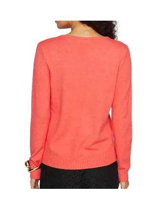 Pull Col V Rose Fluo Femme Vila 69 2