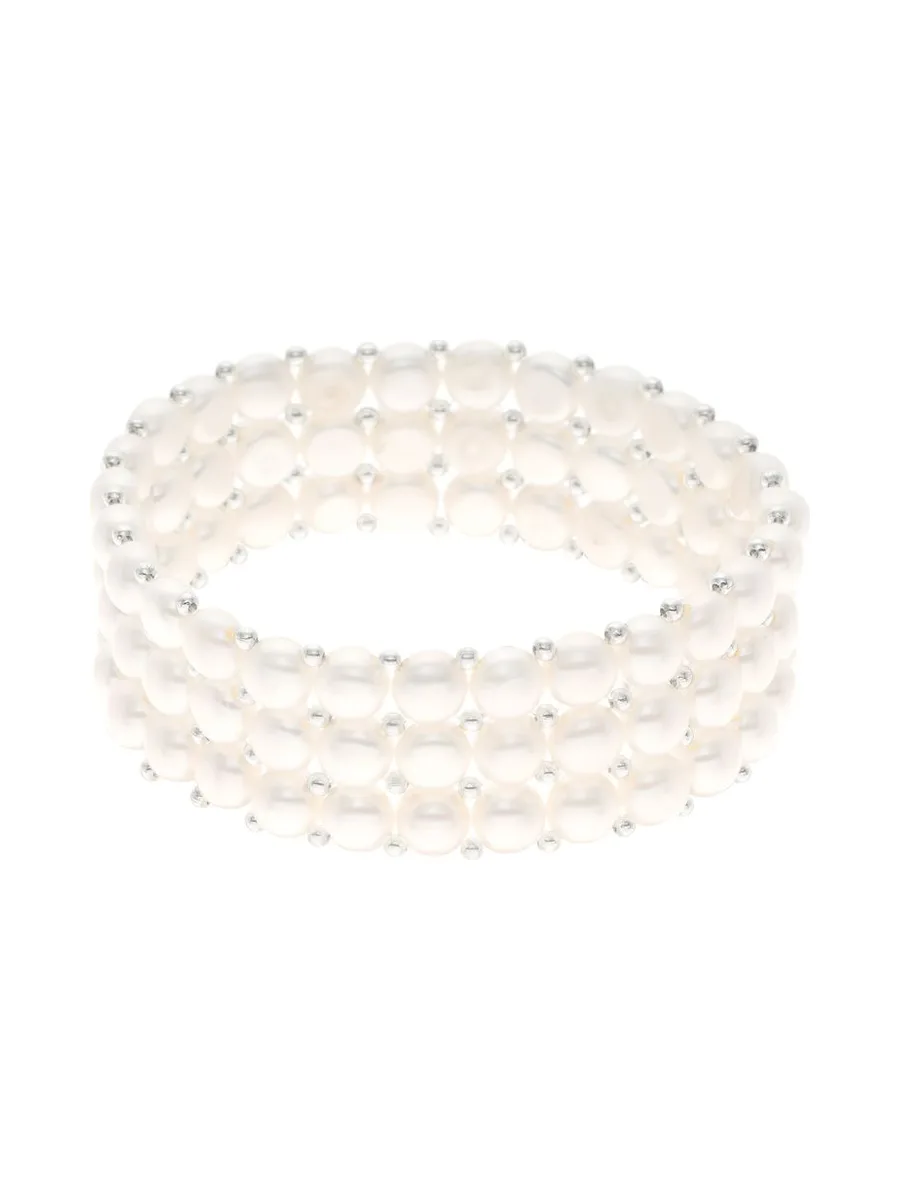 Bracelet 3 Rangs Véritables Perles d'Eau Douce 4 mm — 18 cm 1