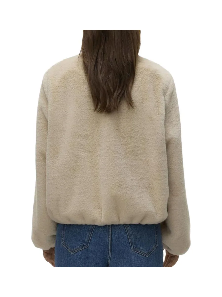 Veste Fausse Fourrure Beige Femme Vero Moda Jaliga 2