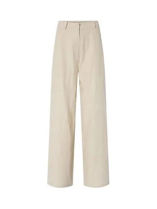 Pantalon Fluide Écru Femme YAS Yastunni 2