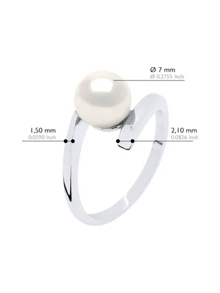 Bague Jonc Véritable Perle d'Eau Douce Ronde 7-8 mm — Argent 925 Millièmes Rhodié 3