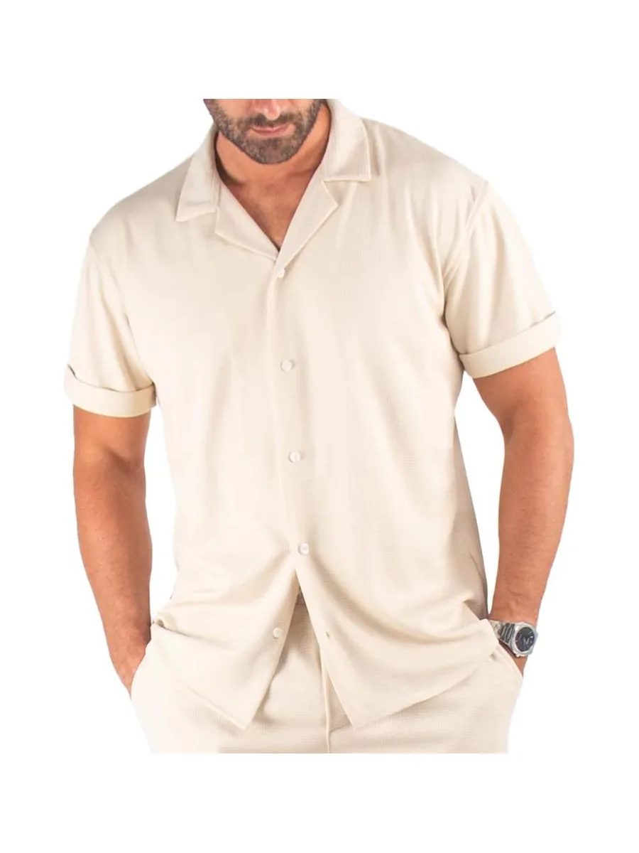 Chemise Manches Courtes Beige Homme Paname Brothers DOV 1