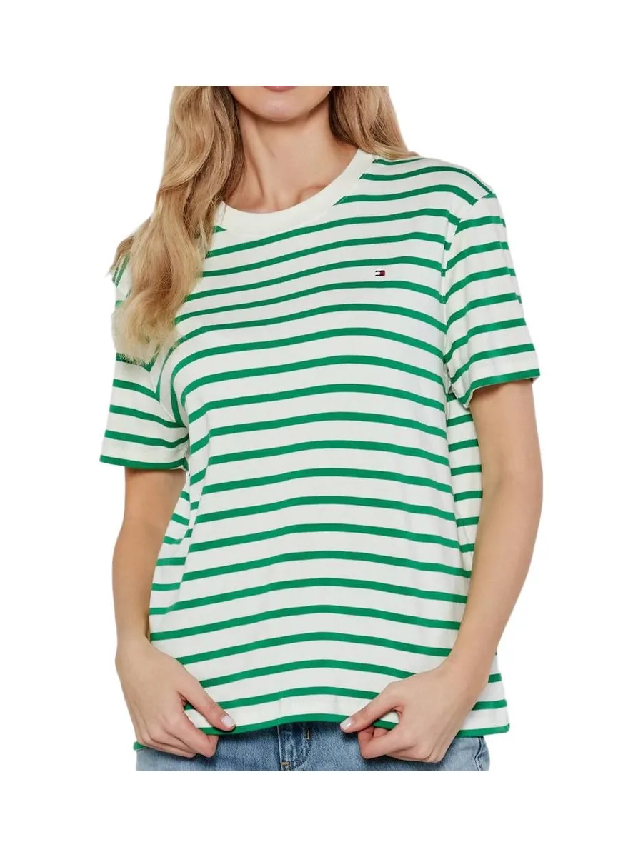 T-shirt Vert à Rayures Femme Tommy Hilfiger Rlx Modern Cody 2