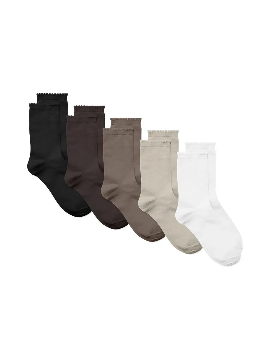 Pack 5 Paires de Chaussettes Beige/Marron/Noir Femme Vero Moda Kira 2
