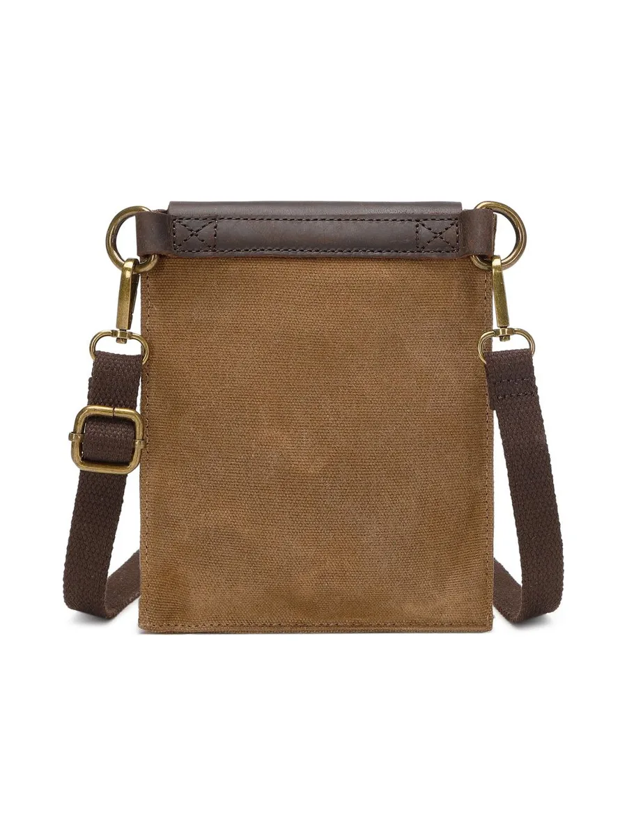 VAL - Pochette bandoulière en cuir véritable et toile enduite - Bleu 44