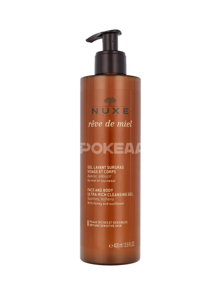 Nuxe Reve De Miel Face And Body Ultra-Rich Cleansing Gel 400ml - Dry and Sensitive Skin, With Honey and Sunflower 1