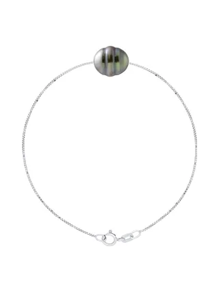 Bracelet Véritable Perle de Tahiti Cerclée 10-11 mm — Argent 925 Millièmes — 18 cm 1