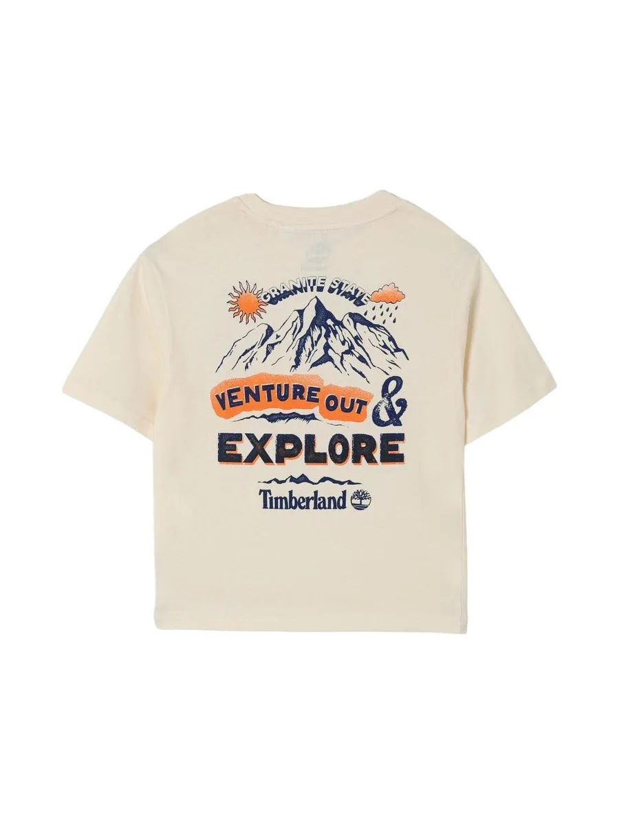 T-Shirt Beige Garçon Timberland T60434 Cream 3