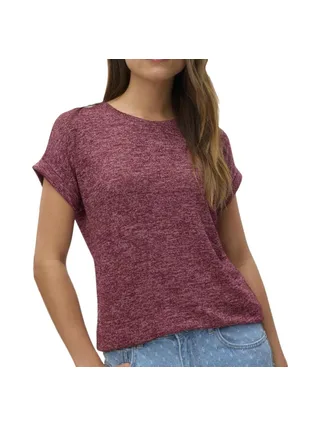 T-Shirt Rouge Chiné Femme Vero Moda Brianna 10291353 1