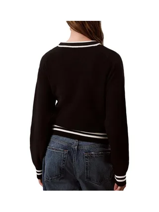 Pull Noir Femme Calvin Klein Jeans Woven Label 2