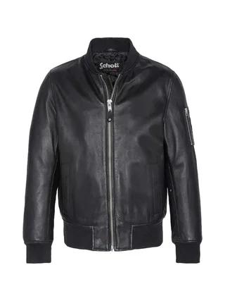 Veste en Cuir Noir Homme Schott LCBOMB 1