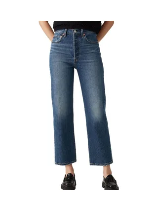 Jean Bleu Femme Levi's Ribcage Straight Ankle Dark In 1