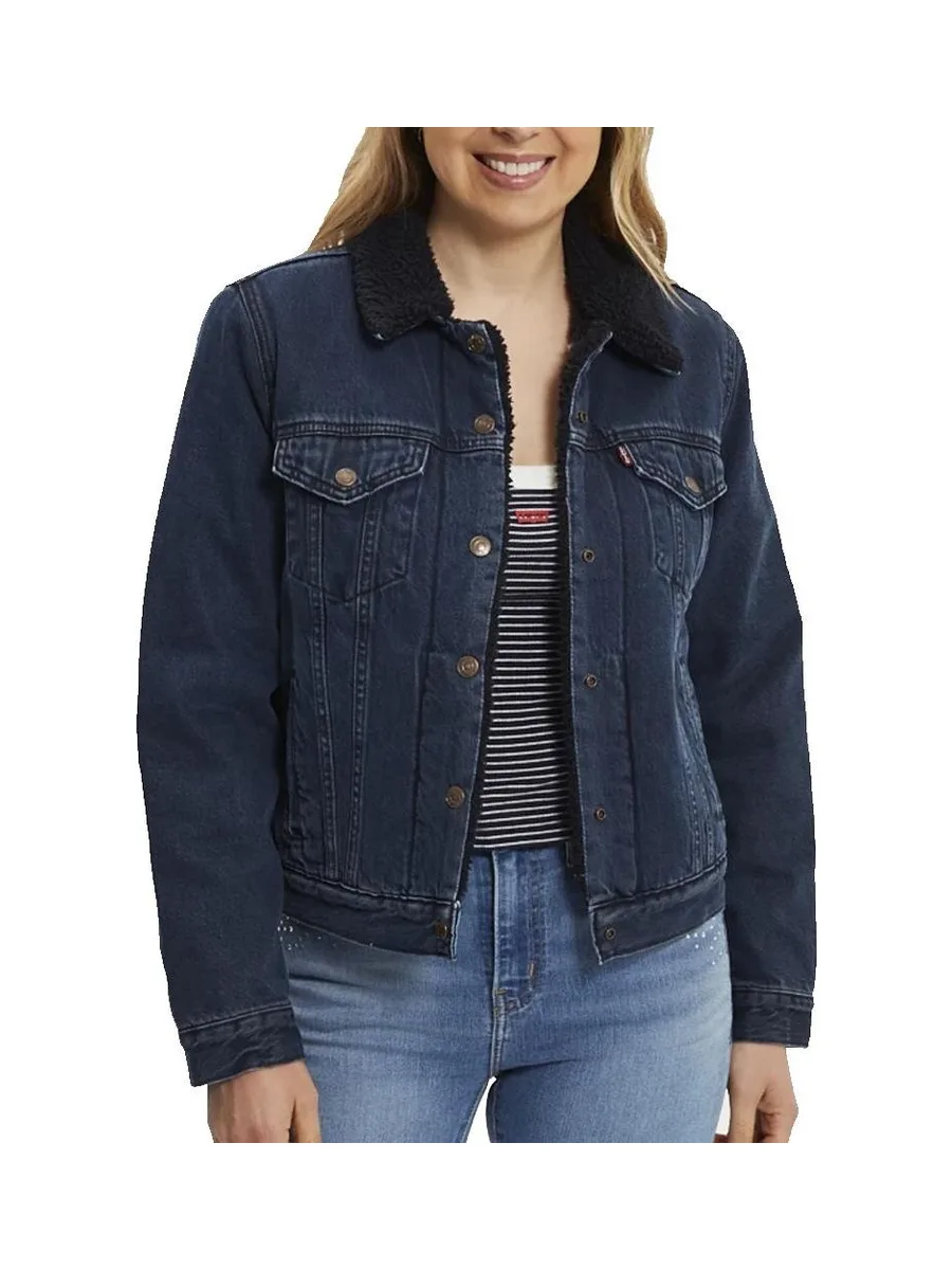 Veste en Jean Bleu Foncé Femme Levi's Original Sherpa Trucker 2