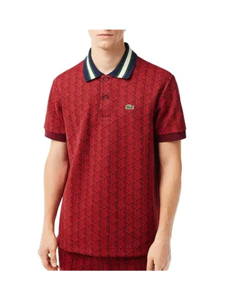 Polo Rouge Homme Lacoste Classic Monogram Jacquard 1