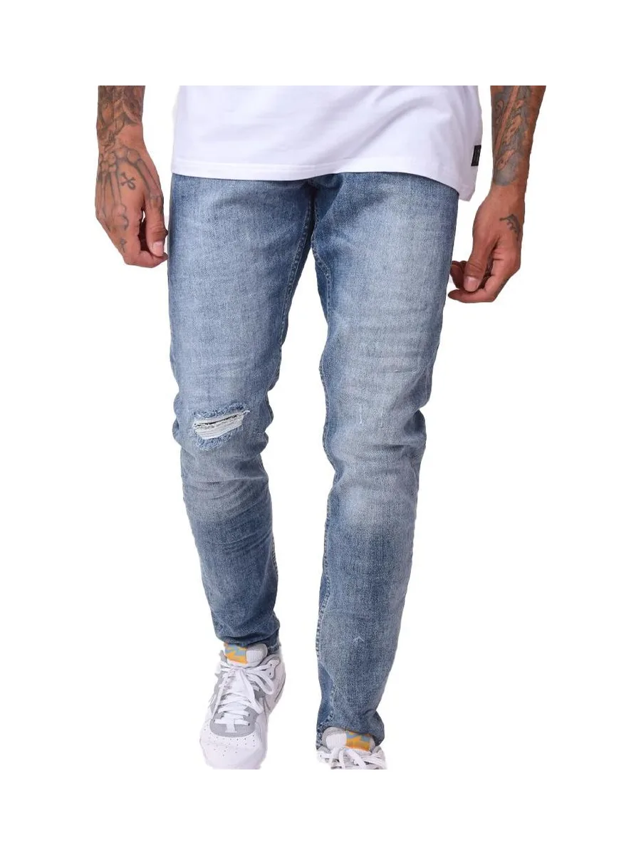 Jean Skinny Bleu Homme Project X Paris délavé avec trou 2