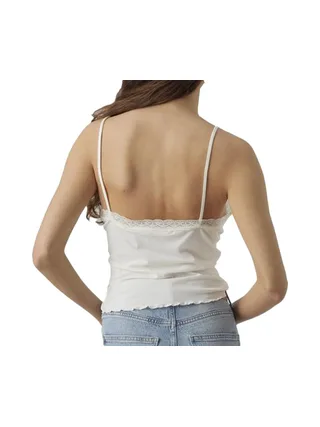 Top Blanc Femme Vero Moda Singlet Crop Top 2