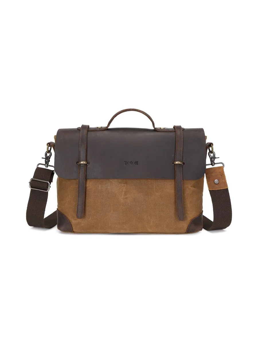 DAN - Sacoche en cuir véritable et toile enduite - Bleu 41