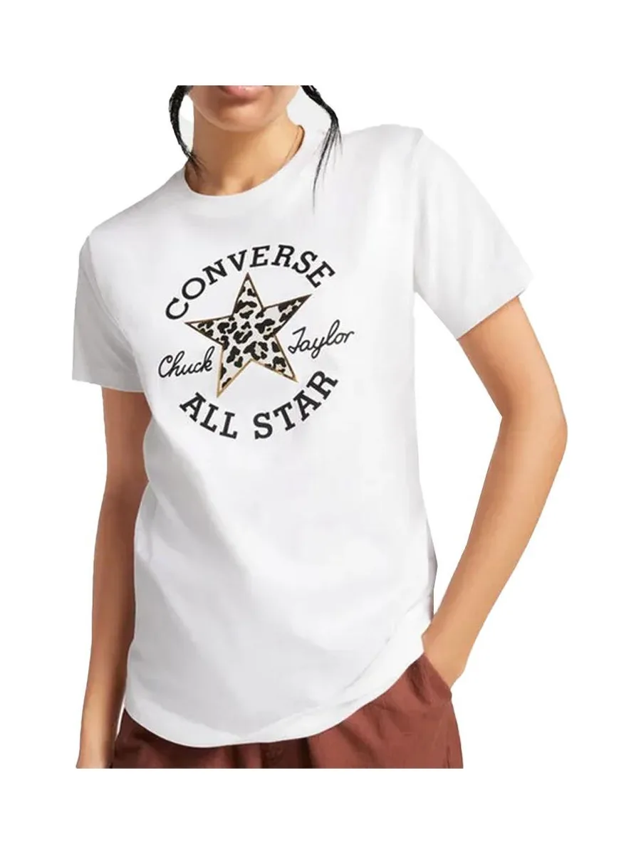 T-shirt Blanc Femme Converse Chuck Patch Leopard 2