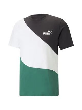 T-shirt Blanc/Noir/Vert Homme Puma Power Cat 1