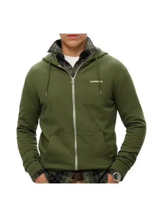 Sweat Zippé Kaki Homme Superdry Plain Hood 1