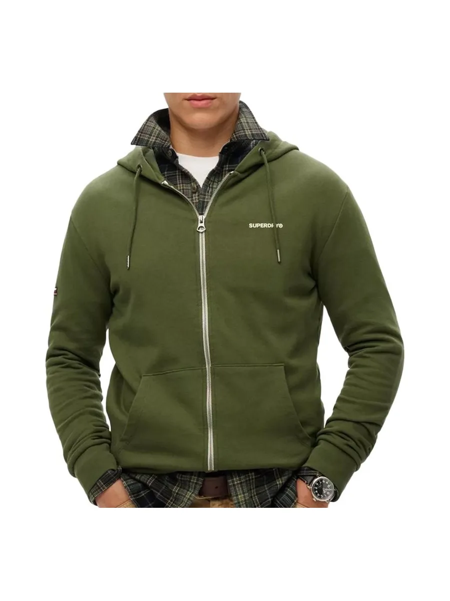 Sweat Zippé Kaki Homme Superdry Plain Hood 2