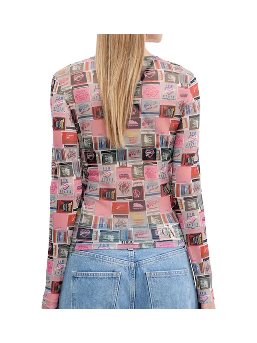 T-shirt Rose à motifs Femme Tommy Hilfiger Tjw Slim Aop 3