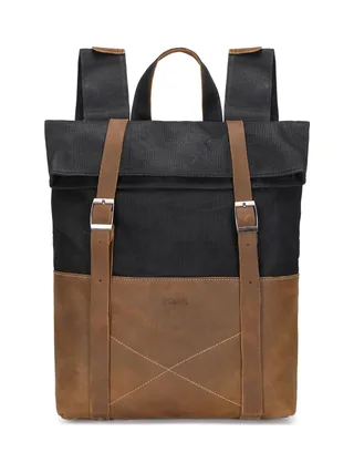 NES - Sac à dos en cuir véritable et toile enduite - Bleu 25