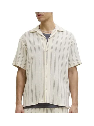 Chemise Rayure Écru/Taupe Homme Jack & Jones Stripe Resort 1