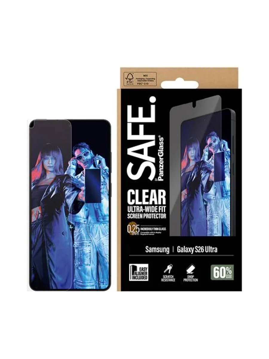 PanzerGlass SAFE. by ® Screen Protector Samsung Galaxy S26 Ultra | Ultra-Wide Fit w. EasyAligner 2
