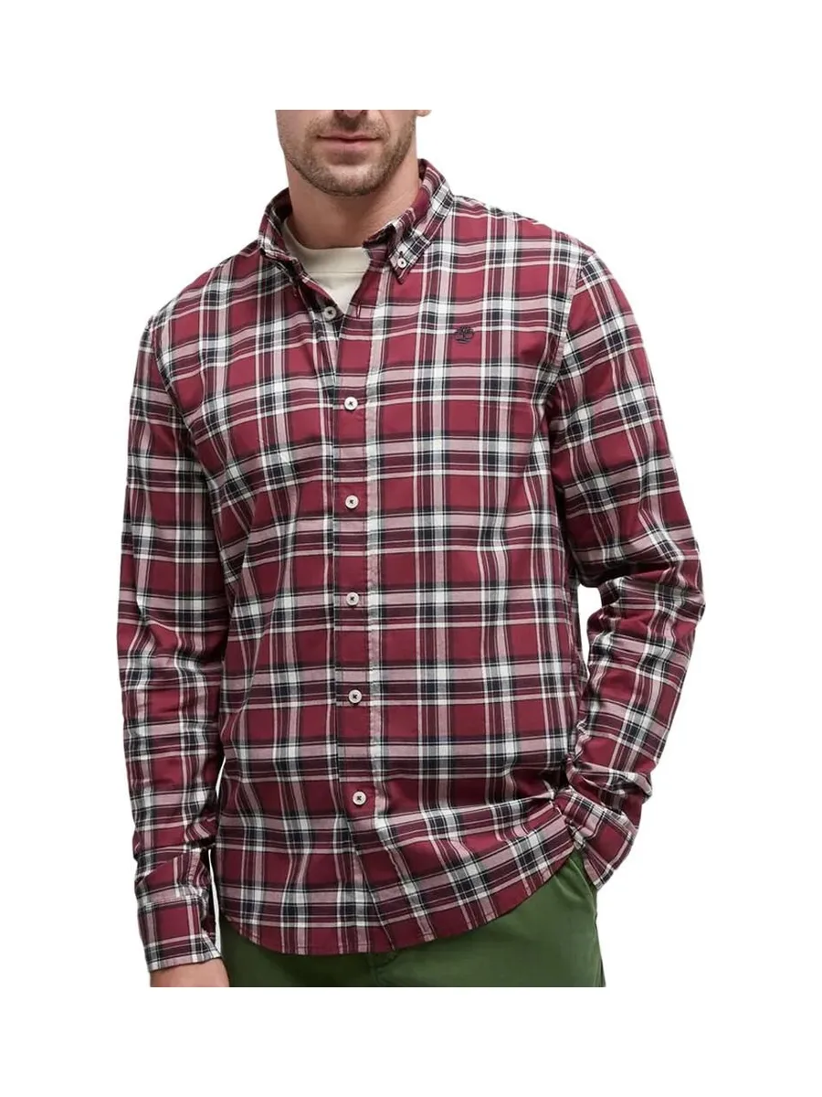 Chemise à Carreaux Marine/Bordeaux Homme Timberland Poplin 2