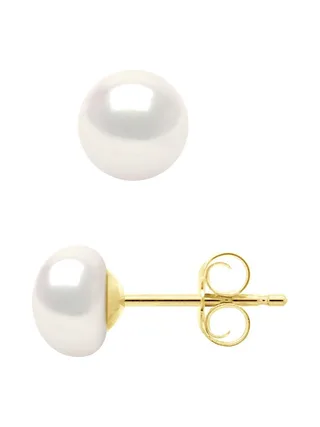 Boucles d'Oreilles Véritables Perles de Culture d'Eau Douce Boutons 6-7 mm — Vermeil 1