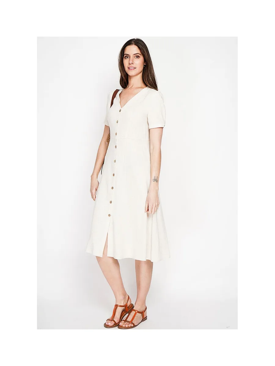 Robe longue boutonnée devant à manche court 5