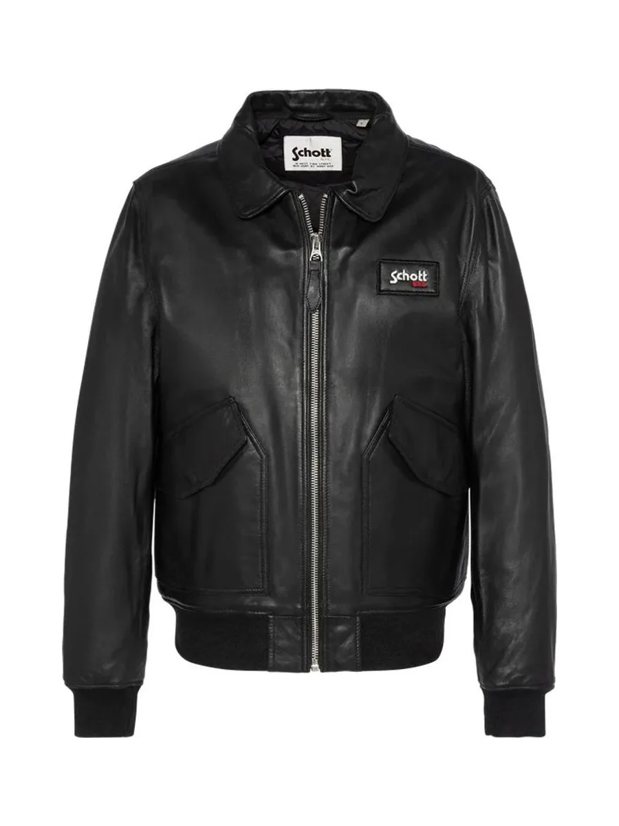 Blouson Cuir Noir Homme Schott LCJET 2