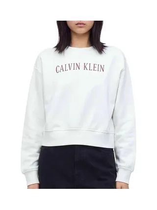 Sweat Blanc Femme Calvin Klein Jeans Ls Cropped 1