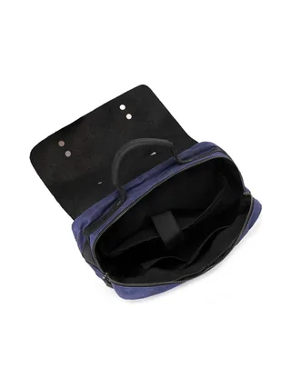 ED - Sac à dos en cuir véritable et toile enduite - Bleu 6